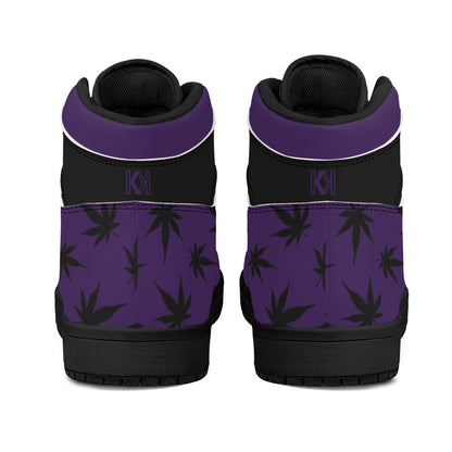 MaryJane Purple Black Cannabis High Top Leather Sneakers