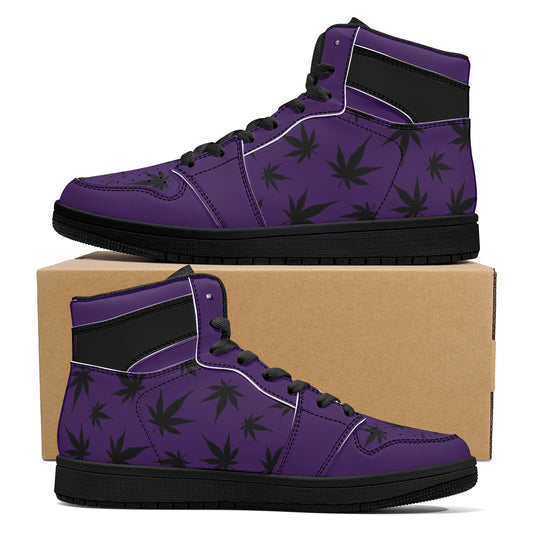 MaryJane Purple Black Cannabis High Top Leather Sneakers