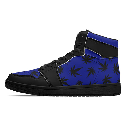 MaryJane Blue Black Cannabis High Top Leather Sneakers