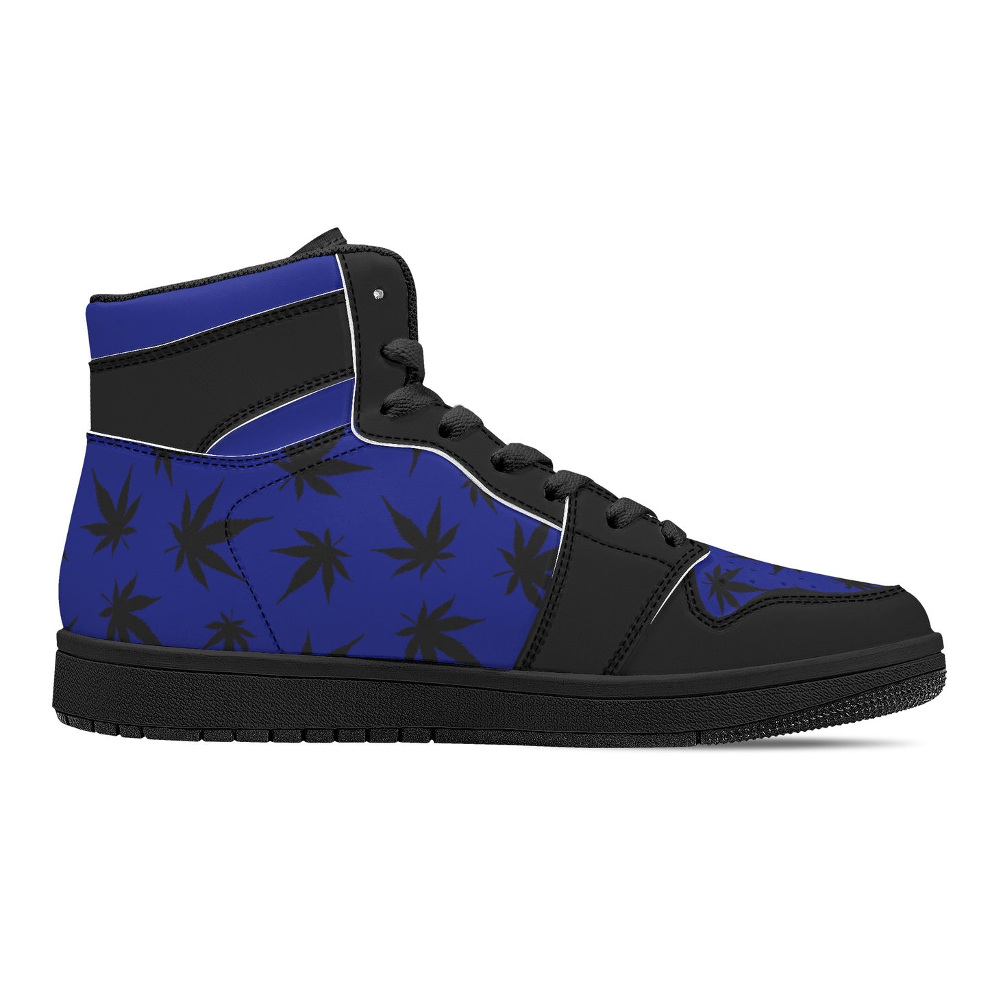 MaryJane Blue Black Cannabis High Top Leather Sneakers