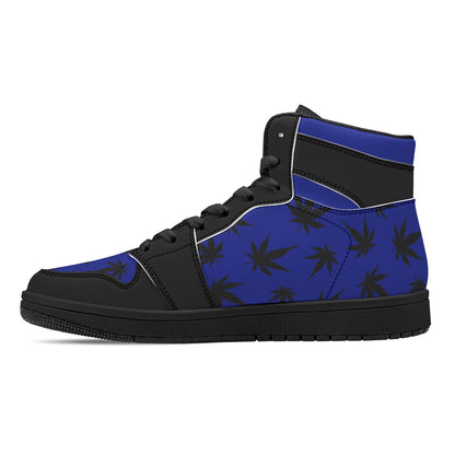 MaryJane Blue Black Cannabis High Top Leather Sneakers