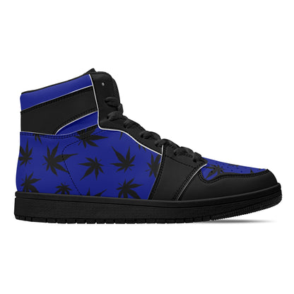 MaryJane Blue Black Cannabis High Top Leather Sneakers