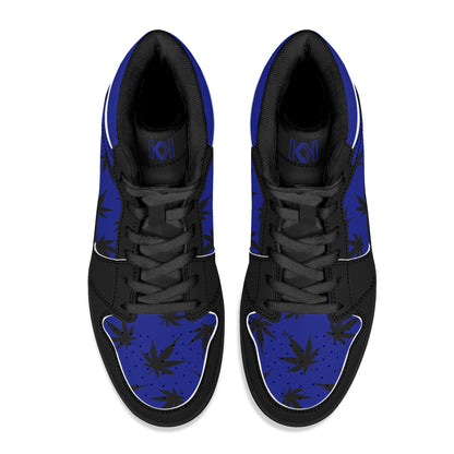 MaryJane Blue Black Cannabis High Top Leather Sneakers