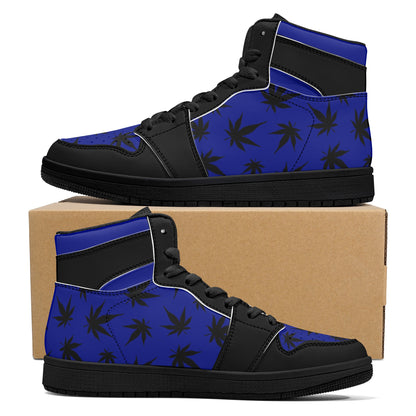 MaryJane Blue Black Cannabis High Top Leather Sneakers