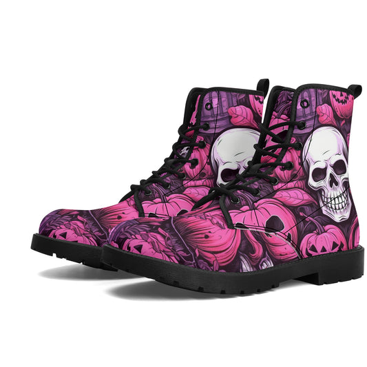 Pinky Scary Skeletons Leather Boots