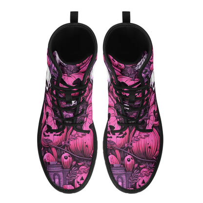 Pinky Scary Skeletons Leather Boots