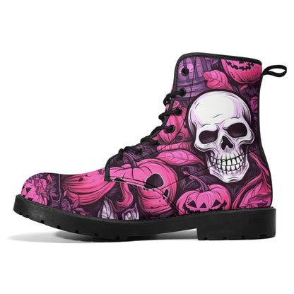 Pinky Scary Skeletons Leather Boots