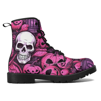 Pinky Scary Skeletons Leather Boots