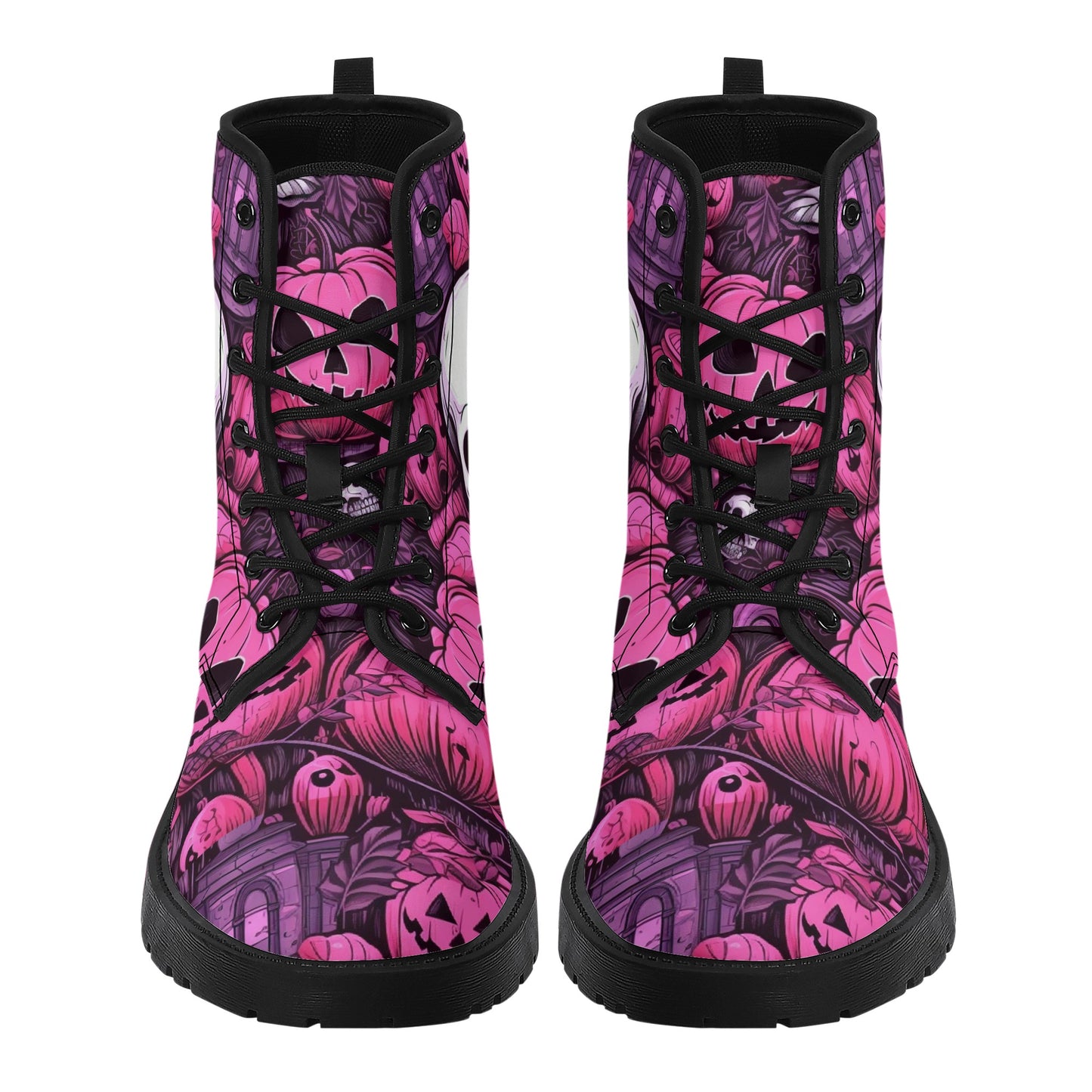 Pinky Scary Skeletons Leather Boots