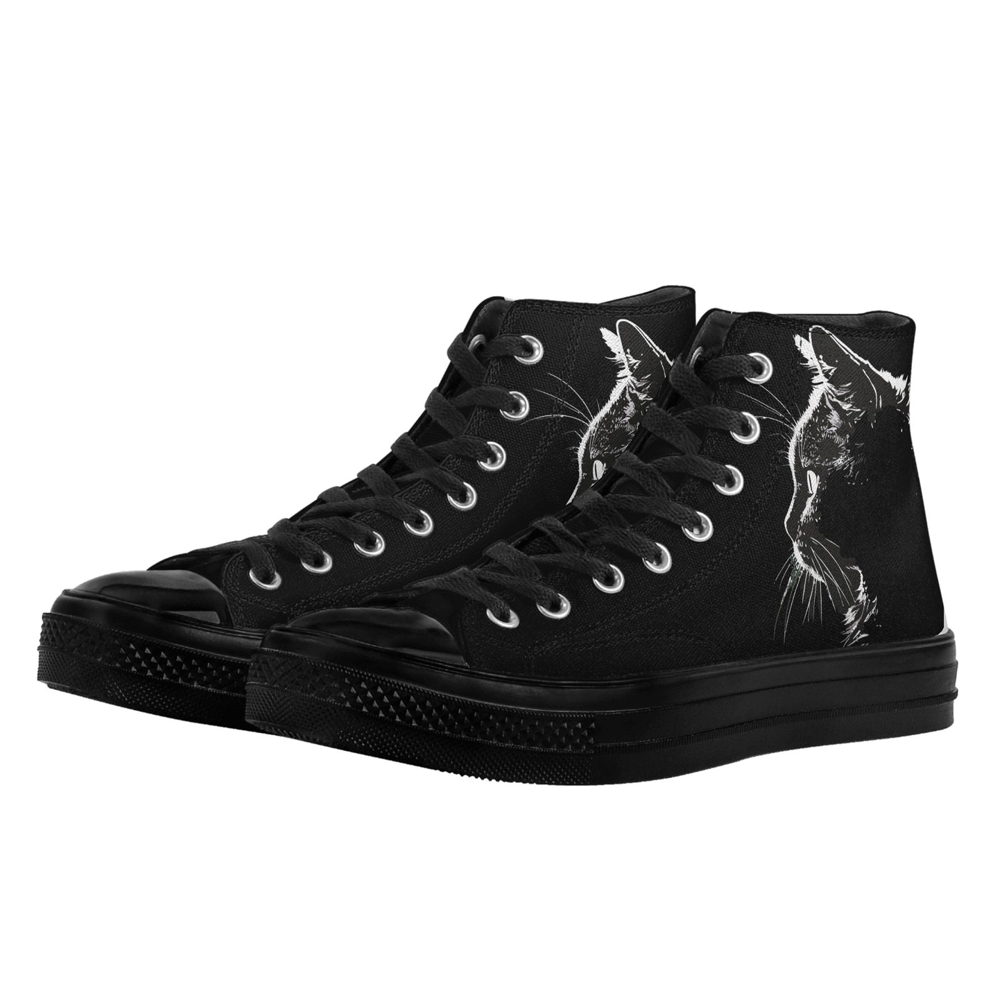 Are You Kitten Me? Classic Black High Top Canvas Shoes