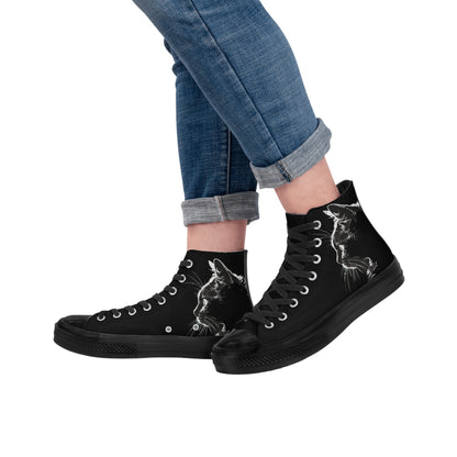 Are You Kitten Me? Classic Black High Top Canvas Shoes