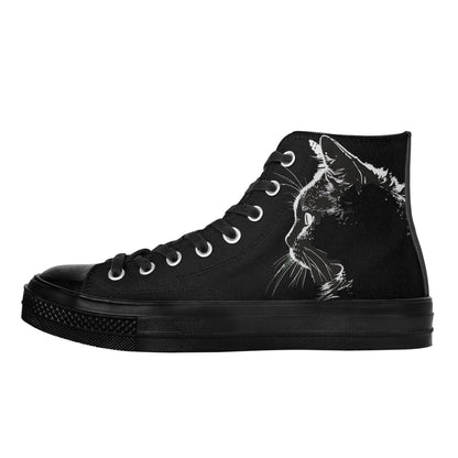 Are You Kitten Me? Classic Black High Top Canvas Shoes