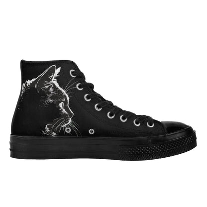 Are You Kitten Me? Classic Black High Top Canvas Shoes