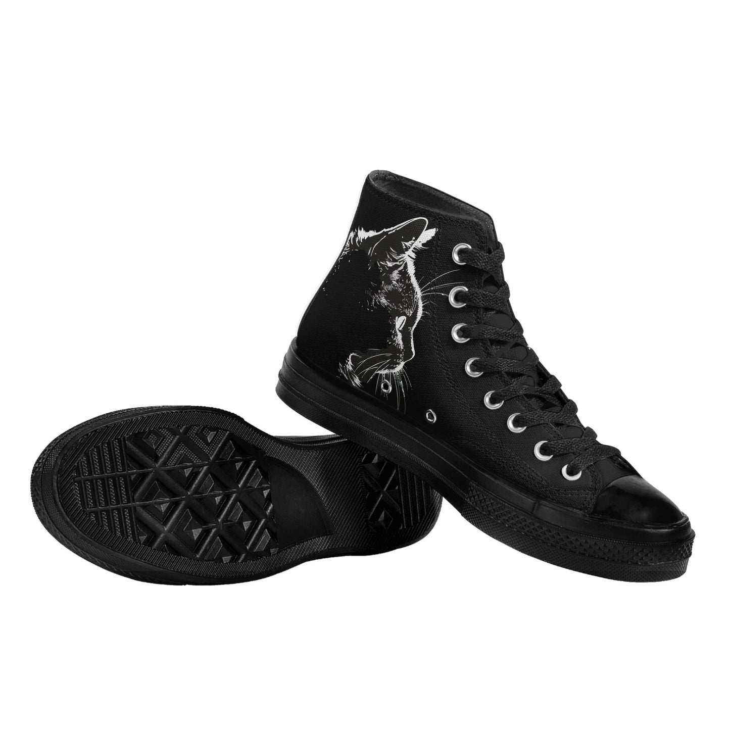 Are You Kitten Me? Classic Black High Top Canvas Shoes