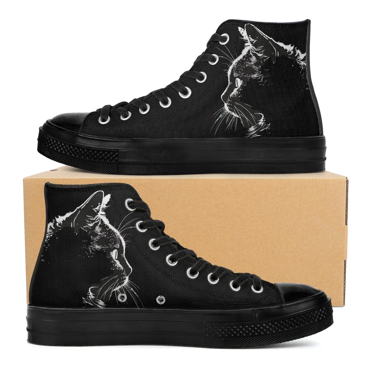 Are You Kitten Me? Classic Black High Top Canvas Shoes