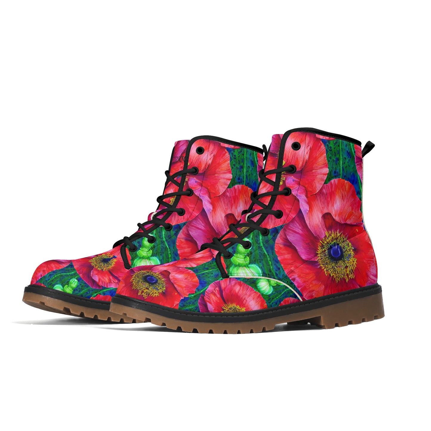 Unisex Fit Pink Poppy Lug Sole Boots