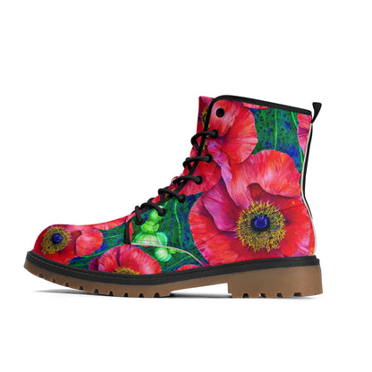 Unisex Fit Pink Poppy Lug Sole Boots