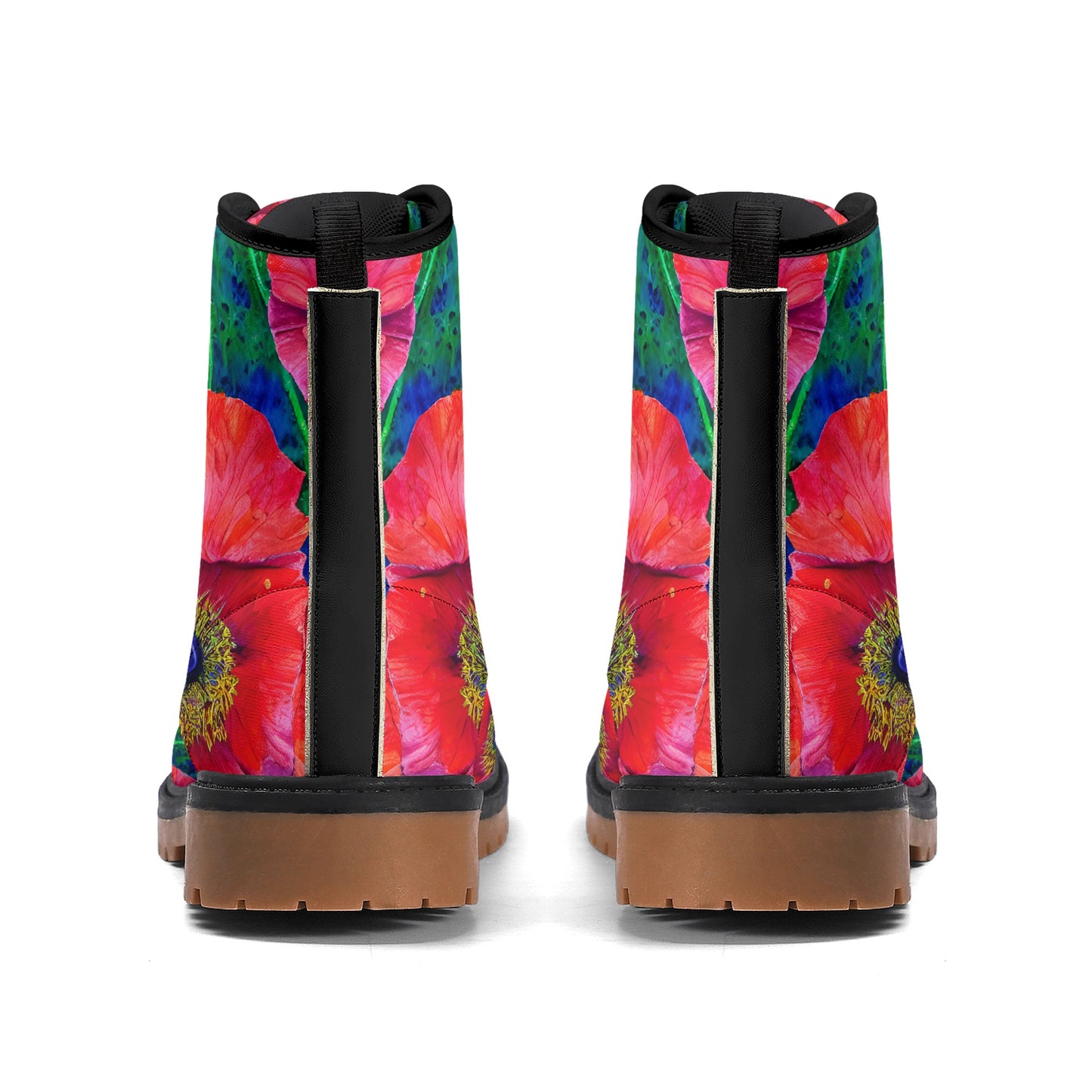 Unisex Fit Pink Poppy Lug Sole Boots