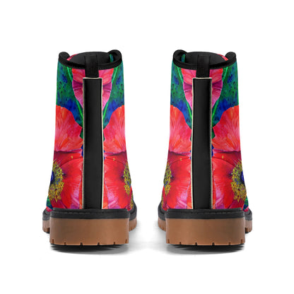 Unisex Fit Pink Poppy Lug Sole Boots