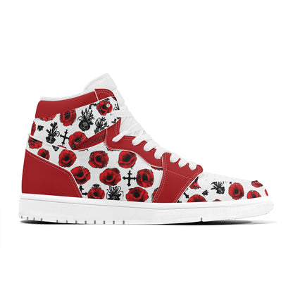 Poppy High Top Leather Skateboard Sneakers - White