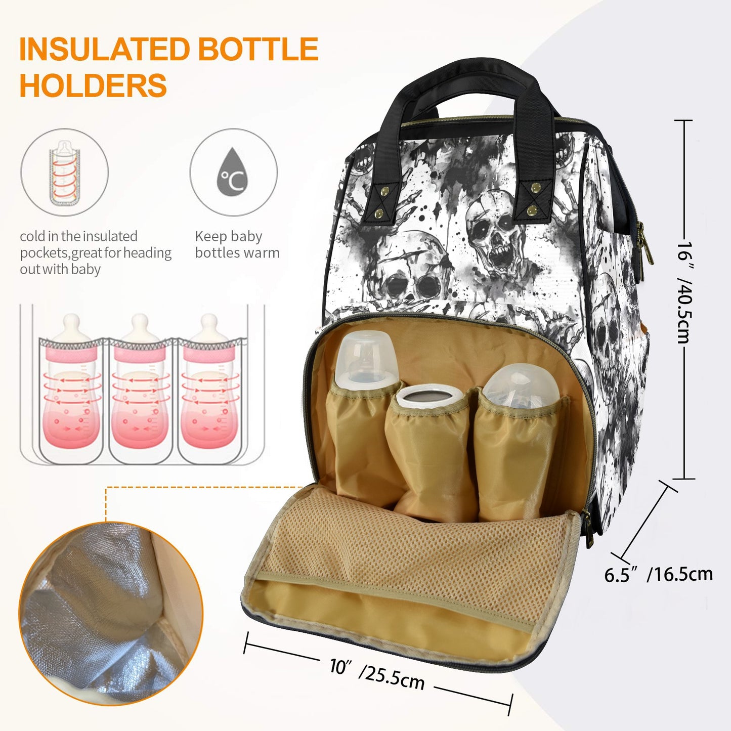 Creepy Zombie Skulls Multi-Function Diaper Bag Backpack