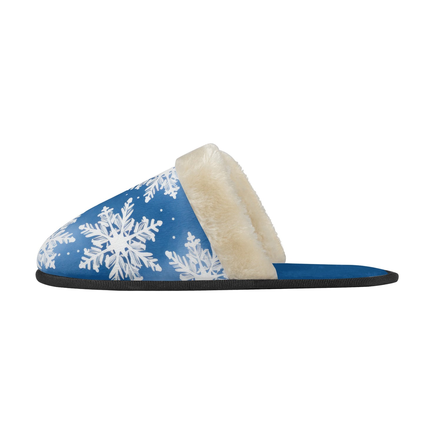 Unisex Non Slip Fuzzy Warm Slippers Blue Snowflakes