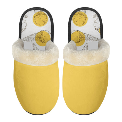 Unisex Non Slip Fuzzy Warm Slippers Yellow Ice Cream