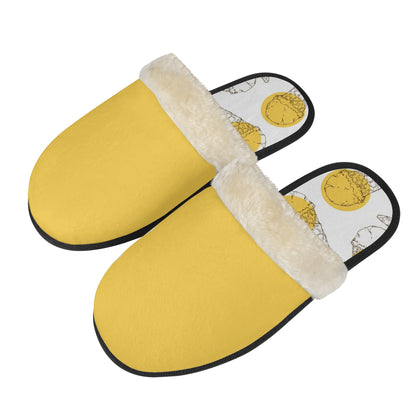 Unisex Non Slip Fuzzy Warm Slippers Yellow Ice Cream