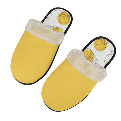 Unisex Non Slip Fuzzy Warm Slippers Yellow Ice Cream