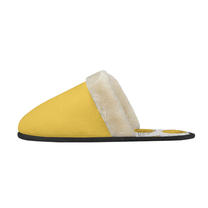 Unisex Non Slip Fuzzy Warm Slippers Yellow Ice Cream