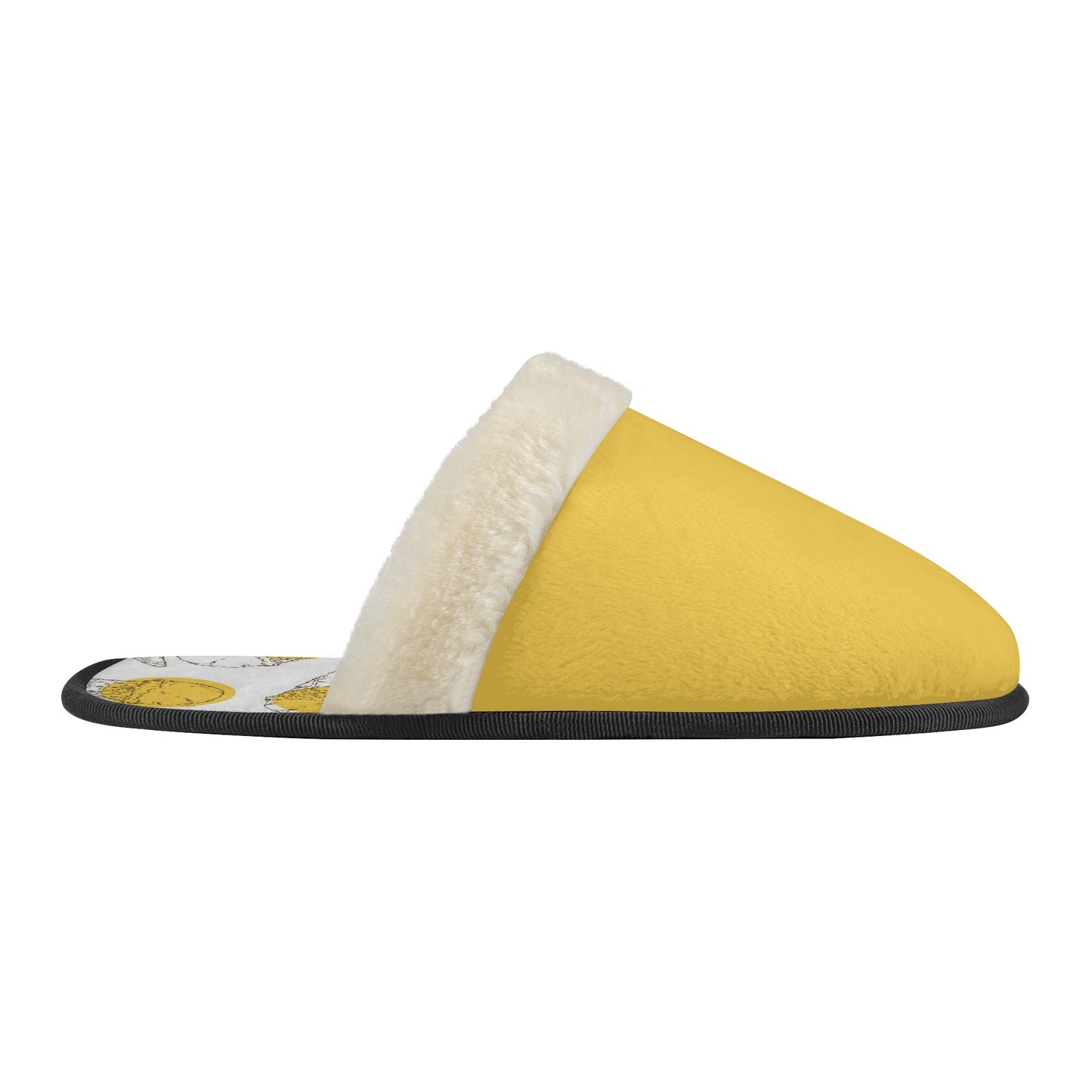 Unisex Non Slip Fuzzy Warm Slippers Yellow Ice Cream