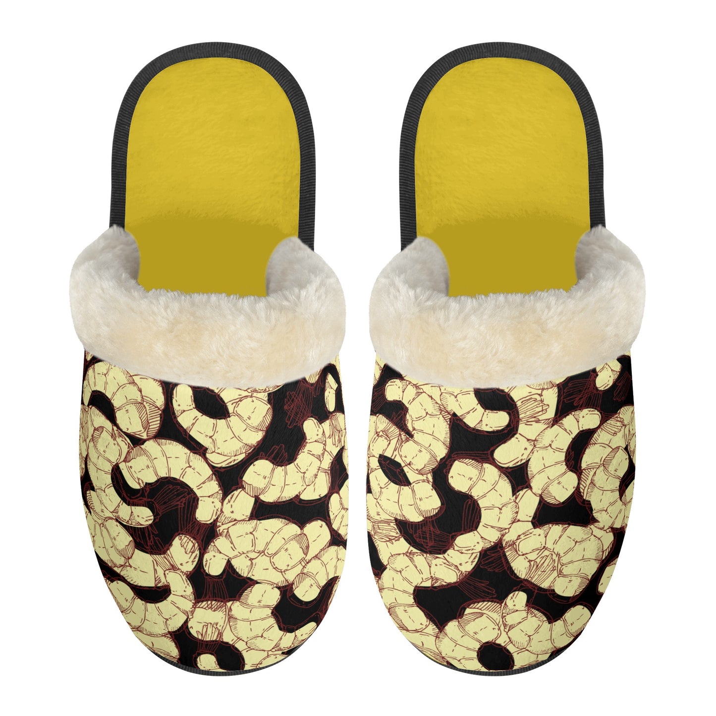 Unisex Non Slip Fuzzy Warm Slippers Shrimp