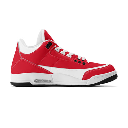 Mens Retro High Top Leather Basketball Sneakers Red & White