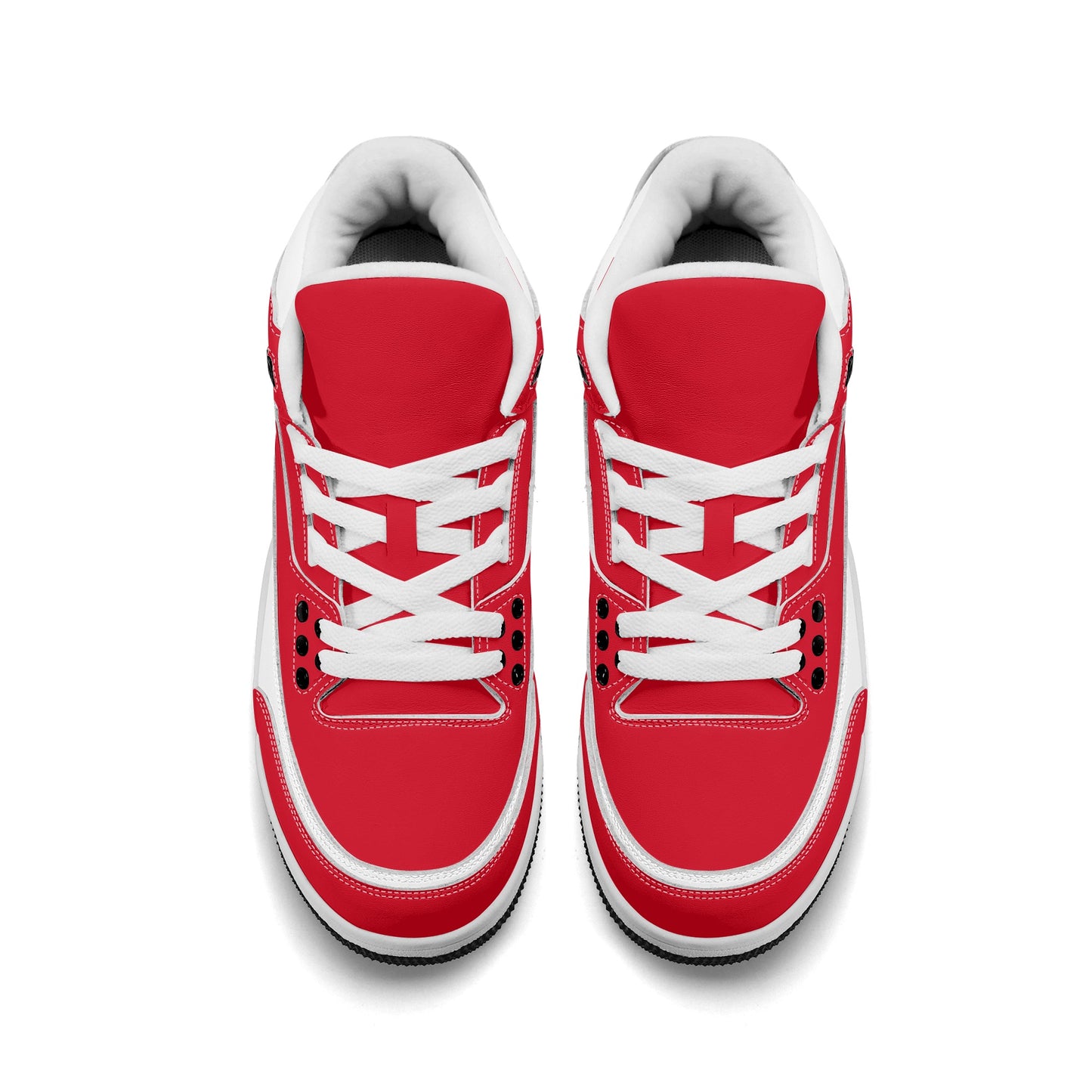 Mens Retro High Top Leather Basketball Sneakers Red & White