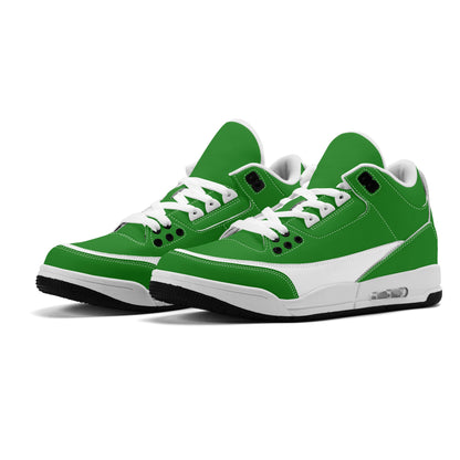 Mens Retro High Top Leather Basketball Sneakers Green & White