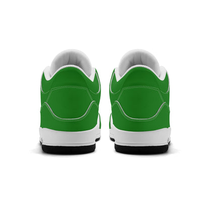 Mens Retro High Top Leather Basketball Sneakers Green & White