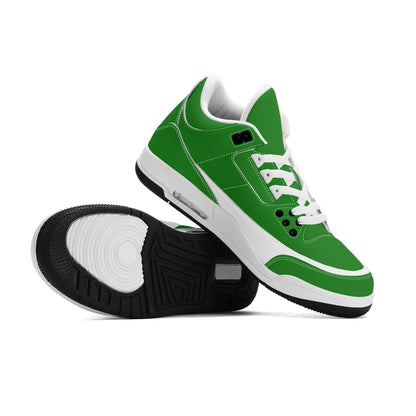 Mens Retro High Top Leather Basketball Sneakers Green & White