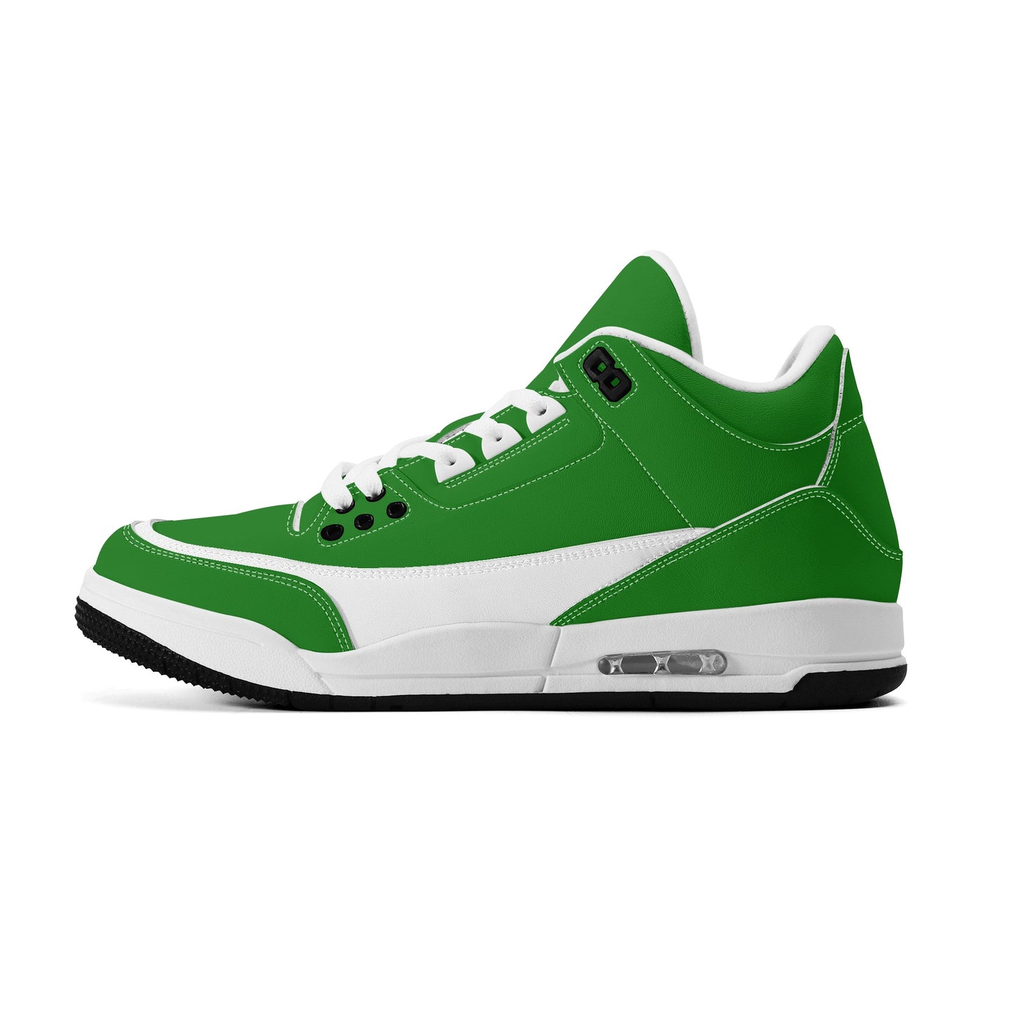 Mens Retro High Top Leather Basketball Sneakers Green & White