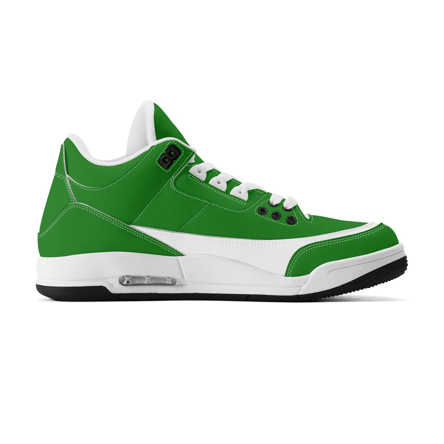 Mens Retro High Top Leather Basketball Sneakers Green & White