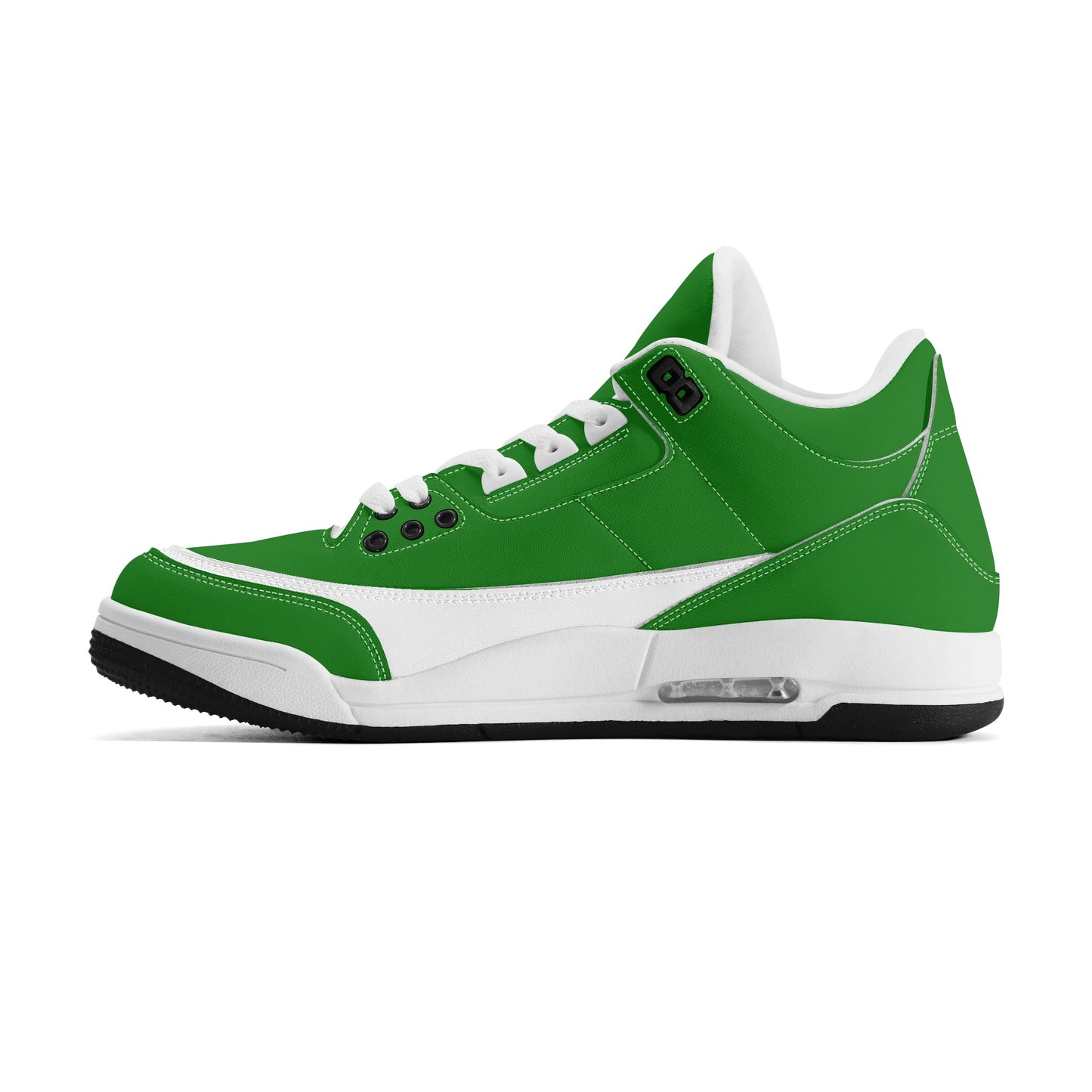 Mens Retro High Top Leather Basketball Sneakers Green & White