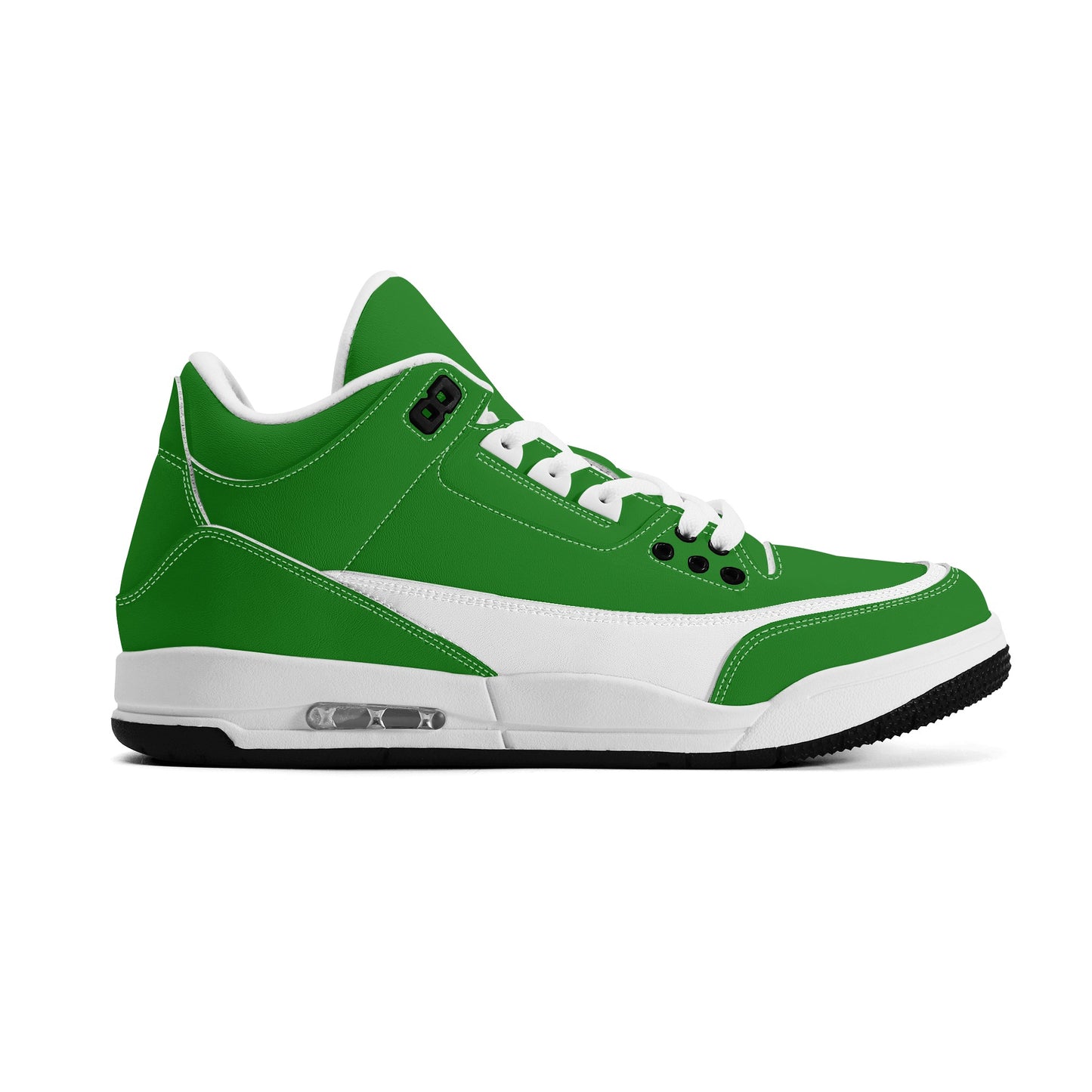 Mens Retro High Top Leather Basketball Sneakers Green & White