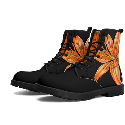 Orange Lily Black Casual Leather Boots