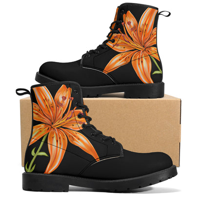 Orange Lily Black Casual Leather Boots