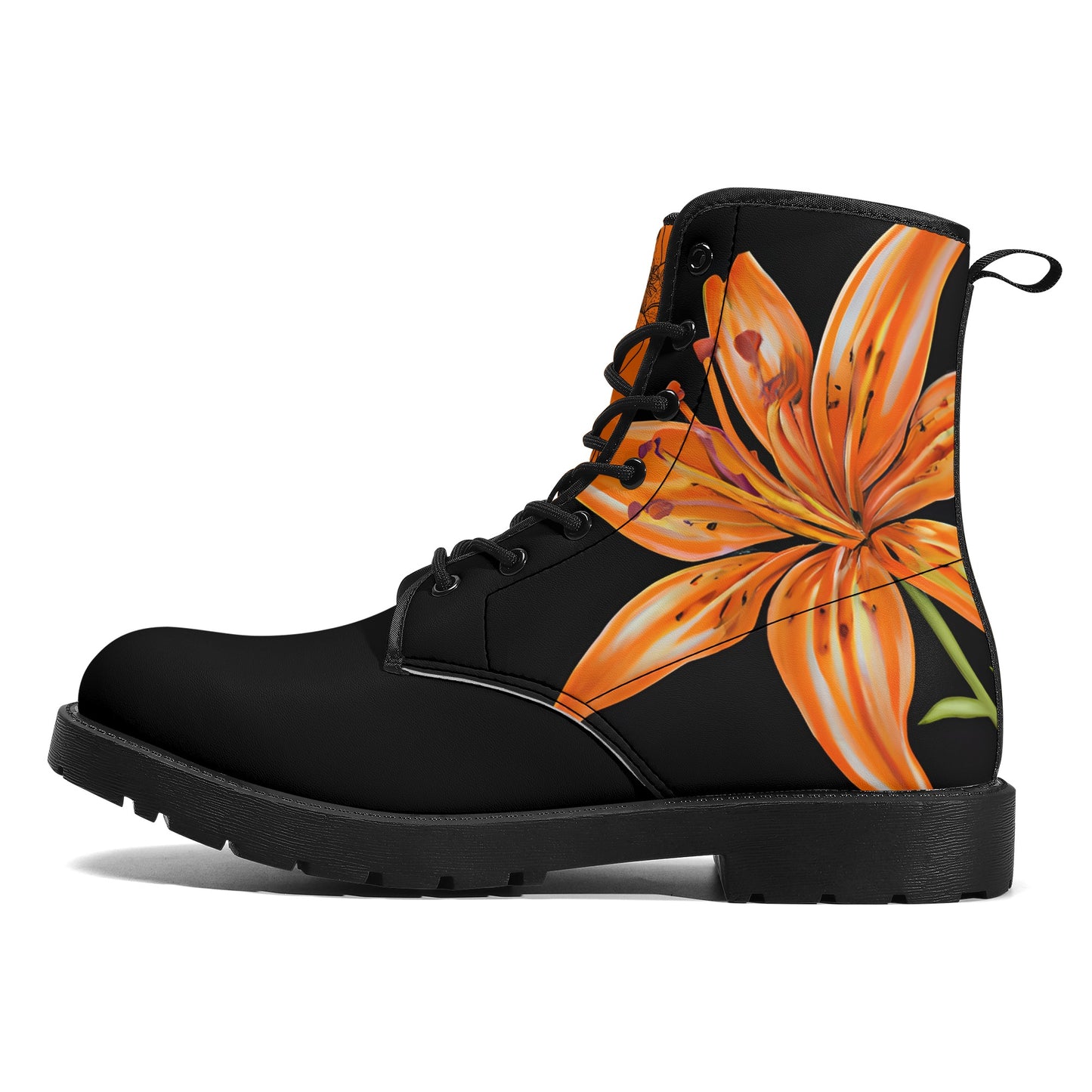 Orange Lily Black Casual Leather Boots