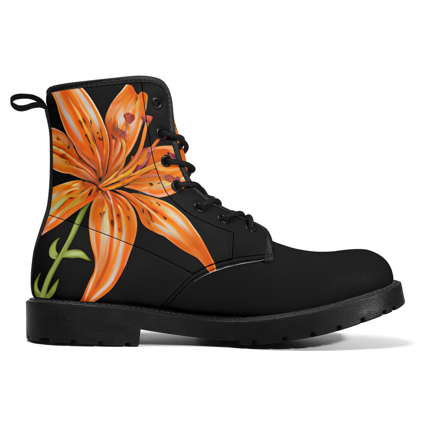 Orange Lily Black Casual Leather Boots