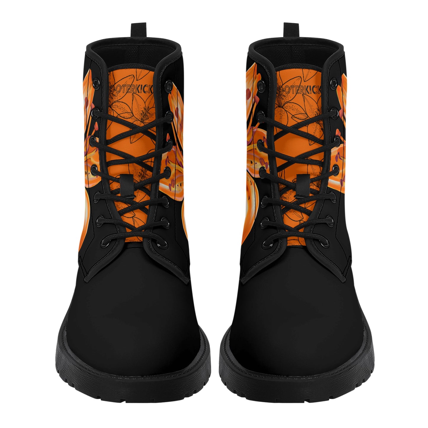 Orange Lily Black Casual Leather Boots