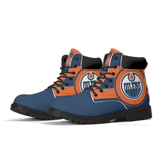 Mens Edmonton Oilers Inspired All Season Leather Boots