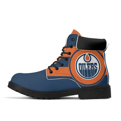 Mens Edmonton Oilers Inspired All Season Leather Boots