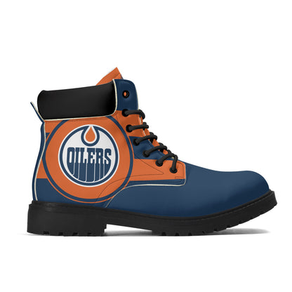 Mens Edmonton Oilers Inspired All Season Leather Boots