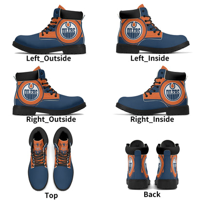 Mens Edmonton Oilers Inspired All Season Leather Boots